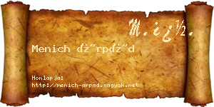 Menich Árpád névjegykártya